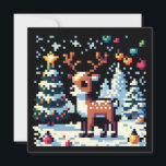 Navidades Reindeer Winter Wonderland Pixel Art<br><div class="desc">Lápiz de arte en píxeles adorables,  Árbol de Navidad en una noche llena de nieve.</div>
