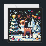 Navidades Reindeer Winter Wonderland Pixel Art<br><div class="desc">Lápiz de arte en píxeles adorables,  Árbol de Navidad en una noche llena de nieve.</div>