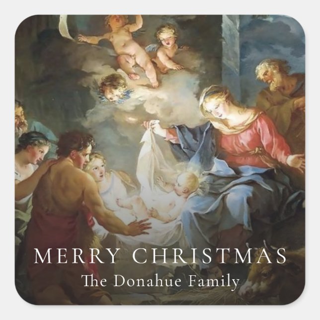 Navidades religiosos Natividad Etiqueta de regalo  (Anverso)