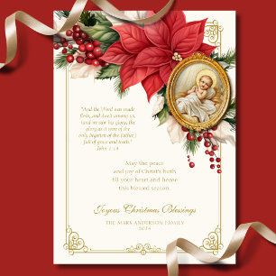 Navidades religiosos Poinsettia Niño Jesús