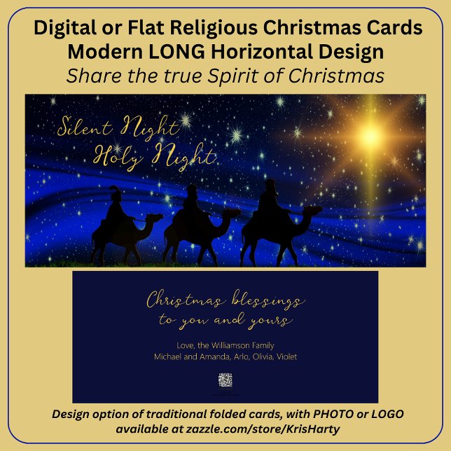 Navidades religiosos tarjetas de saludo largo hori (Share the true Spirit of Christmas with loved ones with a modern unique long horizontal design.)