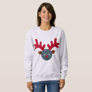 navidades reno emoji de luna sudaderas mujeres