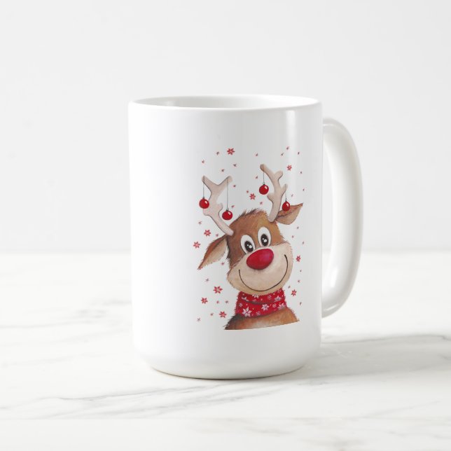 Navidades reno taza de café de dos tonos (Anverso derecho)