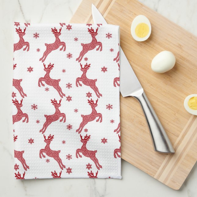 Navidades reno Toalla de cocina de vacaciones (Doblado Cuarto)