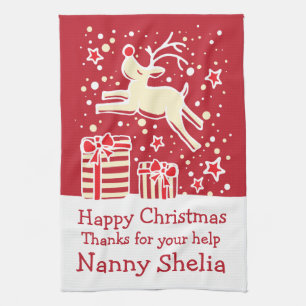 Navidades renos añaden un mensaje toalla de cocina