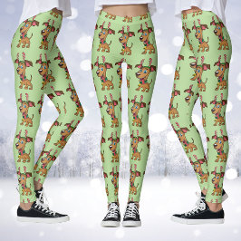 Navidades Renos Perro Personalizados Leggings