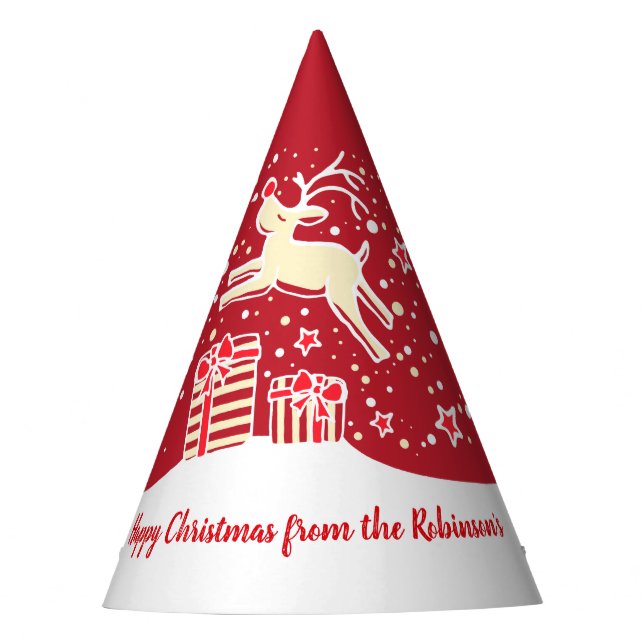 Navidades renos por regalos gorra de nombre rojo (Anverso)