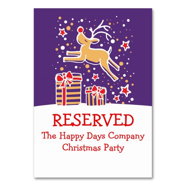 Navidades renos saltando tarjeta de mesa reservada (Reverso)