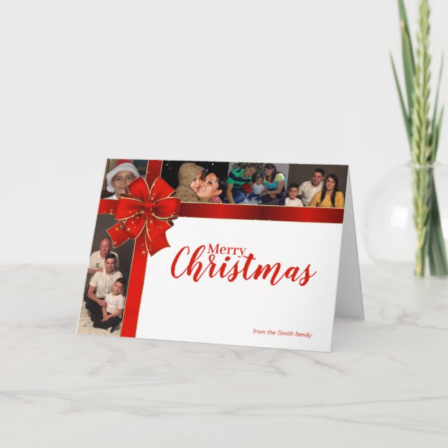 Navidades resplandecientes doblan tarjeta fotográf (Anverso)