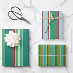 Navidades retro a rayas conjunto de papel de ajust