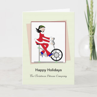 Navidades Retro Chica-Ejercicio Bicicleta Tarjeta 