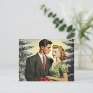 Navidades retro con tarjeta postal de estilo vinta
