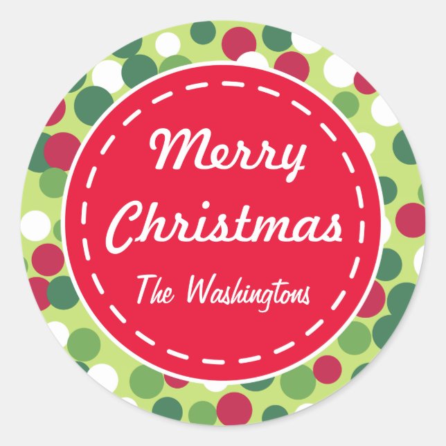 Navidades Retro Dots Regalos Pegatinas de etiqueta (Anverso)