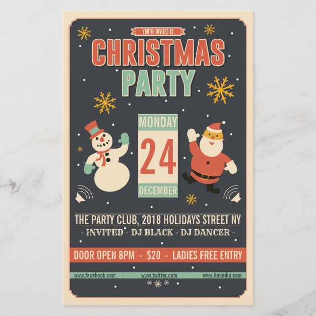 Navidades Retro Fiesta Flyer (Anverso)