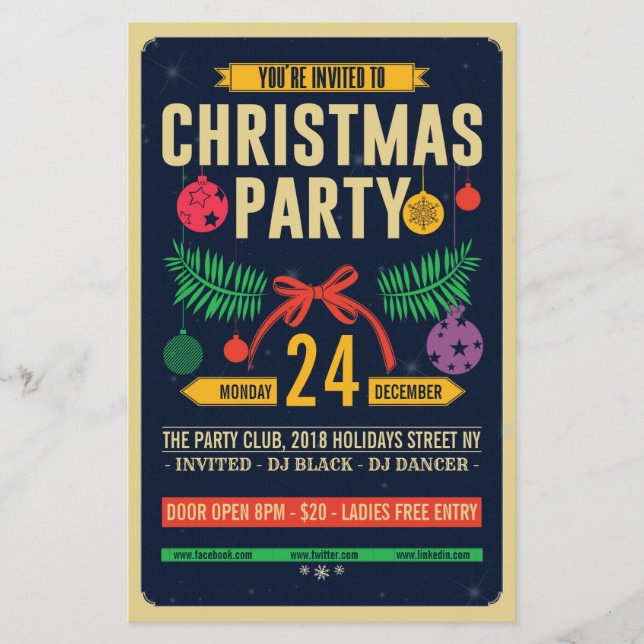 Navidades Retro Fiesta Flyer (Anverso)