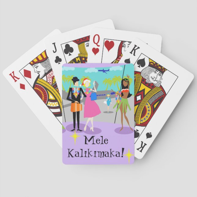 Navidades retro hawaianos jugando cartas (Reverso)