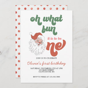 Navidades Retro Invitación al primer cumpleaños