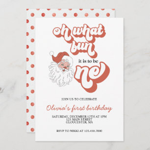 Navidades Retro Invitación al primer cumpleaños