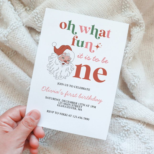 Navidades Retro Invitación al primer cumpleaños (Subido por el creador)