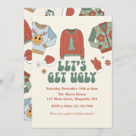 Navidades retro invitaciones a fiestas suéter feas