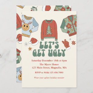 Navidades retro invitaciones a fiestas suéter feas