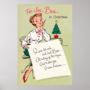 Navidades retro oficina fiesta decoración poster