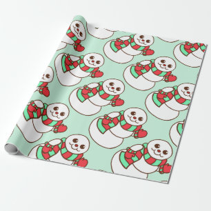 Navidades retro Papel envuelto de Snowman