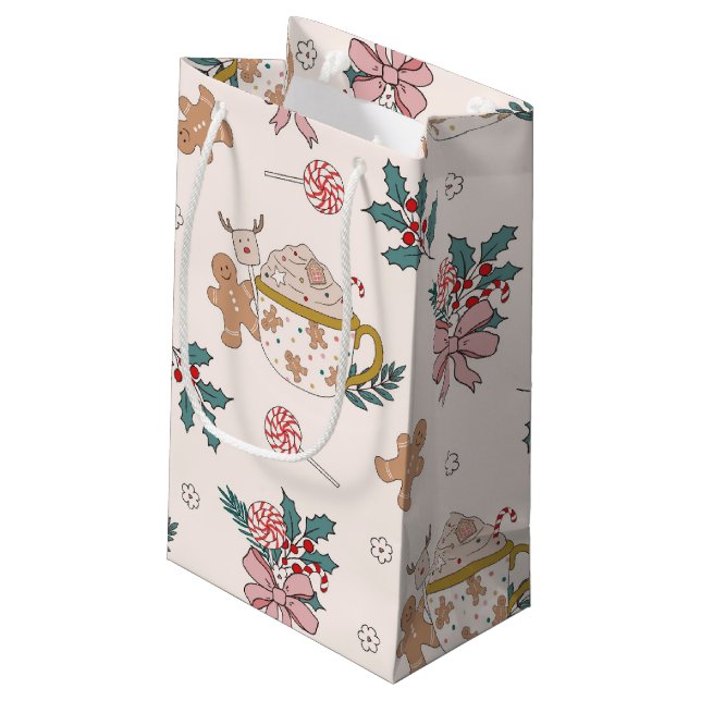 Navidades retro Patrón Pequeña Bolsa de Regalo (Angulo reverso)