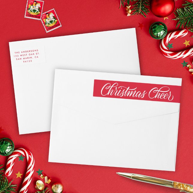 Navidades Retro Red Script Saludan Dirección De Re (Subido por el creador)