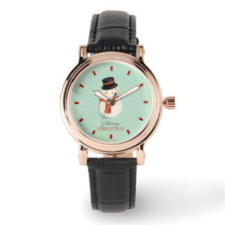 Navidades retro reloj de cuero negro femenino
