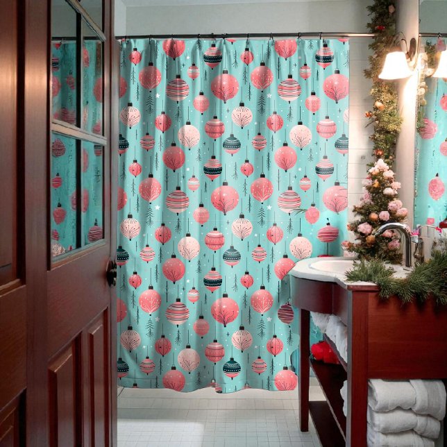 Navidades Retro Rosa y Verde azulados Cortina de D (Subido por el creador)