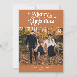 Navidades Retro Terracotta Foto Tarjeta de vacacio