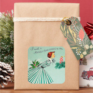 Navidades retro vintage desean pegatina de vacacio