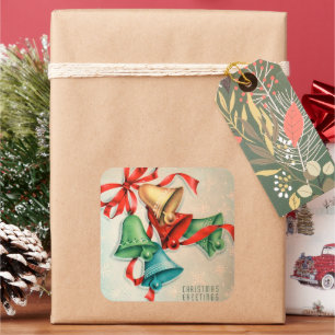 Navidades retro vintage pegatina de campanas navid