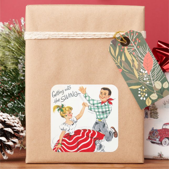 Navidades retro vintage pegatina fiesta (Vacaciones)