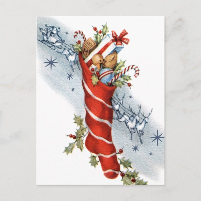 Navidades retro vintage postal Santa Holiday (Anverso)
