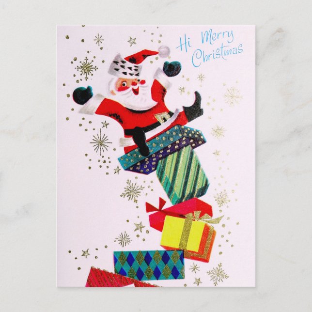 Navidades retro vintage postal Santa Holiday (Anverso)