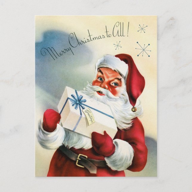 Navidades retro vintage postal Santa Holiday (Anverso)