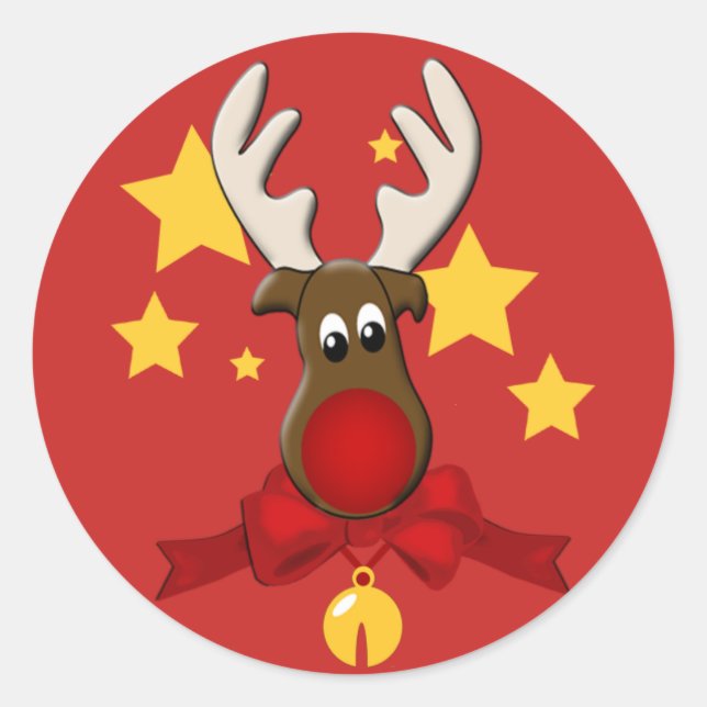 Navidades Rindeer Rudolph Pegatina (Anverso)