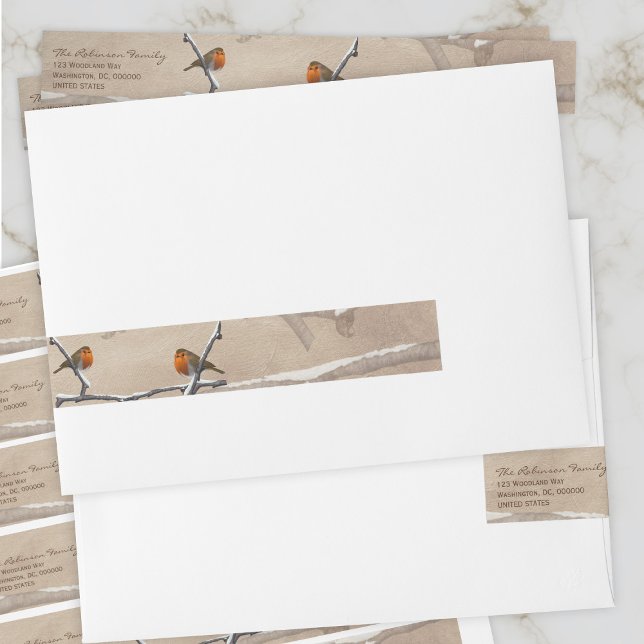 Navidades Robin Bird Wrap Alrededor de la etiqueta (For bird lovers throughout the Holiday Season and beyond. Just add your details)