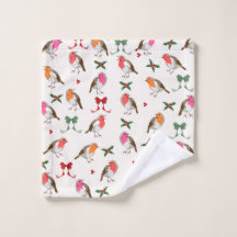 Navidades Robins de patrones de pájaro y holly