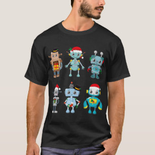 Navidades Robot Pjx Para Niños Camiseta Santa Robo