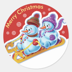 Navidades rodean a pegatinas Snowmen Snow Sports.