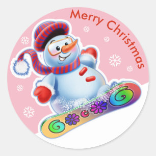 Navidades rodean a pegatinas Snowmen Snow Sports.