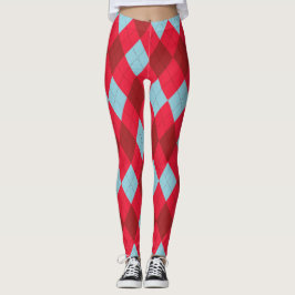 Navidades Rojo Azul y Crimson Argyle Leggings
