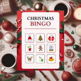 Navidades Rojo y Blanco Moderno Bingo Rompecabezas