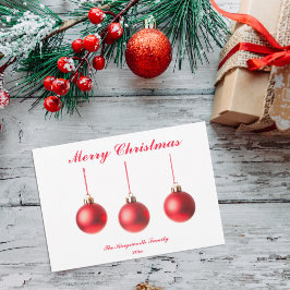 Navidades rojos Baubles decoración foto tarjeta pl