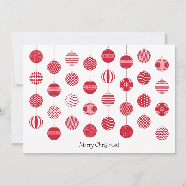 Navidades rojos Bolas Tarjeta de felicitación plan (Anverso)