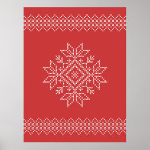 Navidades rojos bordan arte de copos de nieve esta