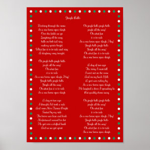 Navidades rojos Carol Jingle Bells Posters de 10" 